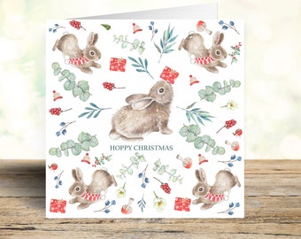 Carte de Noël Lapin / Lapin mignon