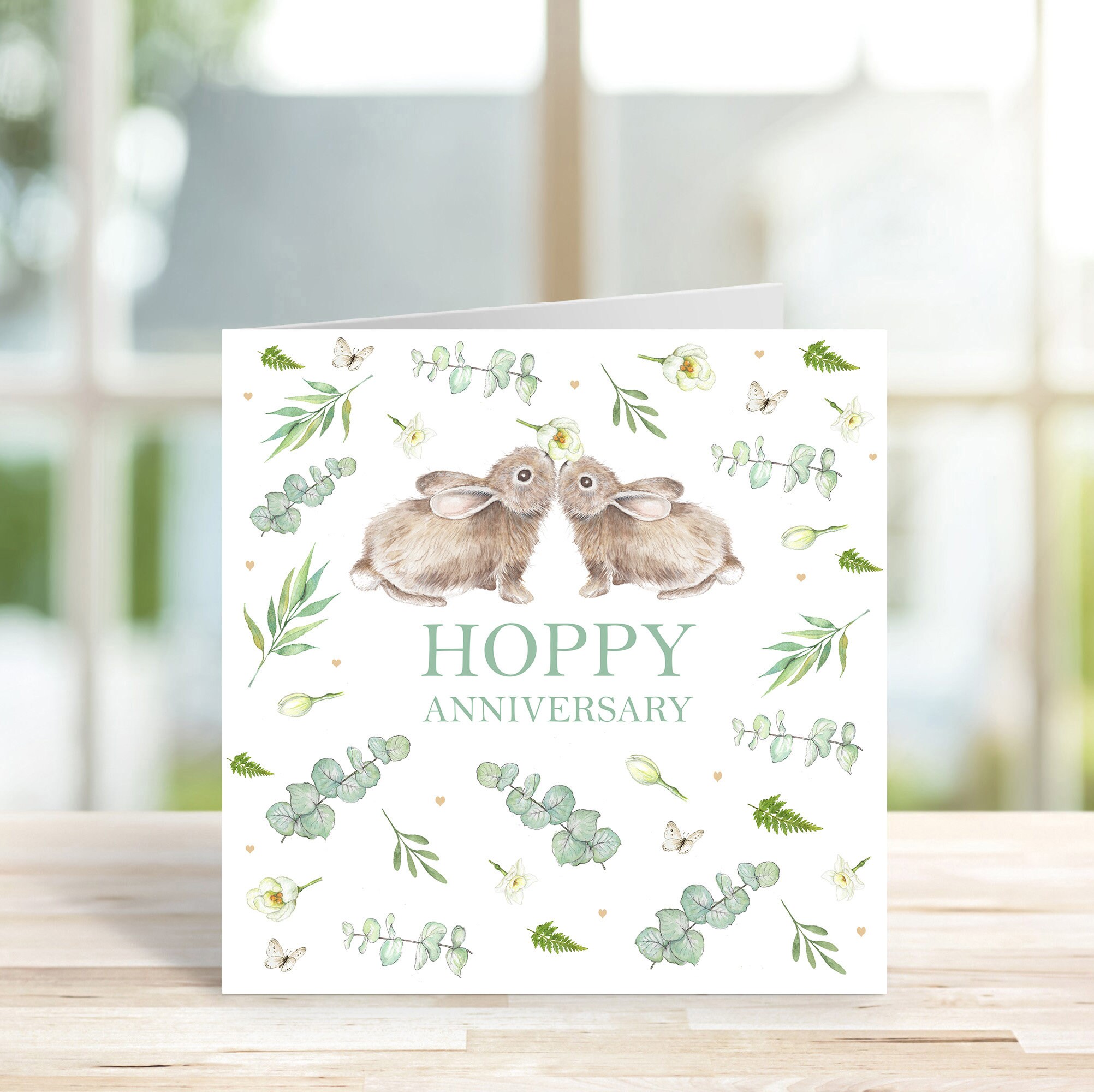 Wife Anniversary Card Rabbits / Bunnies Eucalyptus and More - Etsy UK
