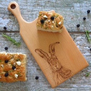 Hare Design | Hand Decorated Beech Platter / Serving / Display Board | Gift | House Warming | Birthday | Mothers Day | Animal Lover Present