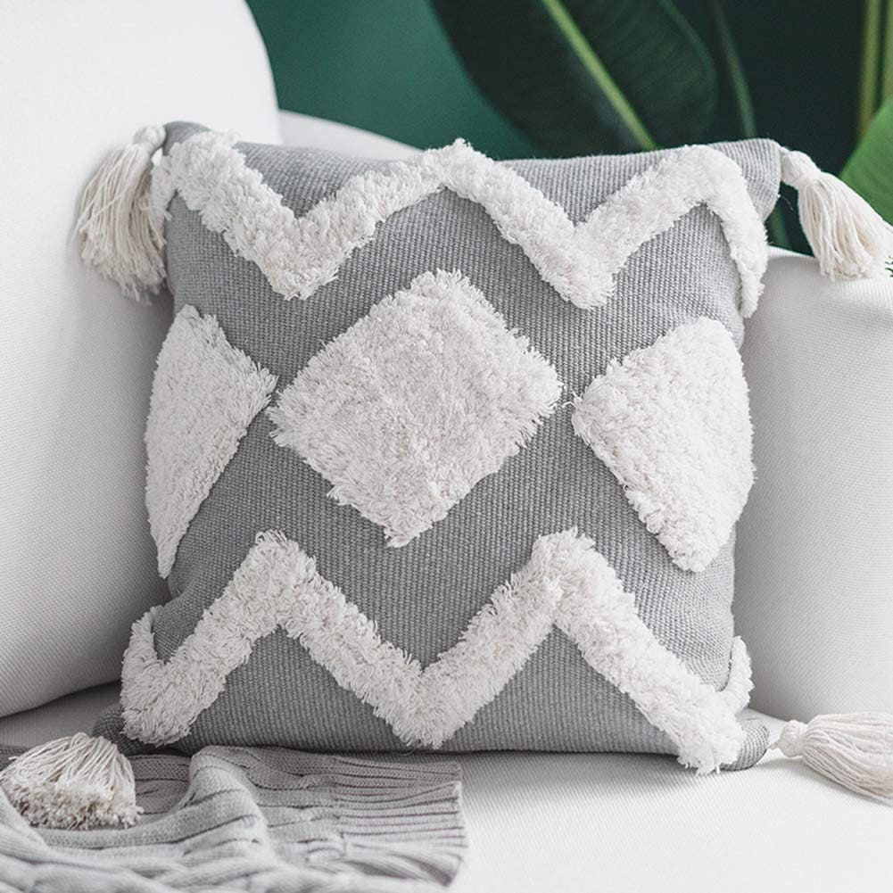 Decorative Woven Tufted Tassel Throw Pillow Cover Tribal Boho Etsy