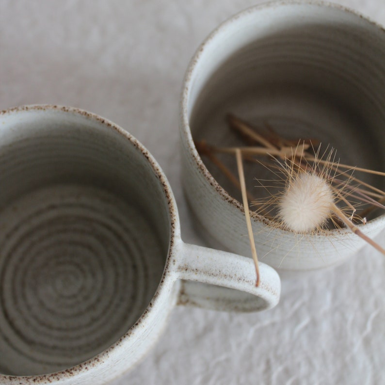 Gray Coffee Mug Handmade Stoneware Cup Coffee Lover Gift for Her Artisan Ceramic Tea Cup with Handle image 3
