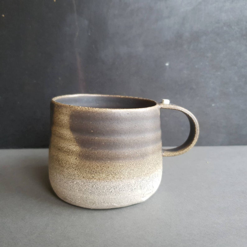 Brown Heart Coffee Cup Handmade Stoneware Cup Coffee Lover Gift for Her Artisan Ceramic Tea Cup with Handle image 5