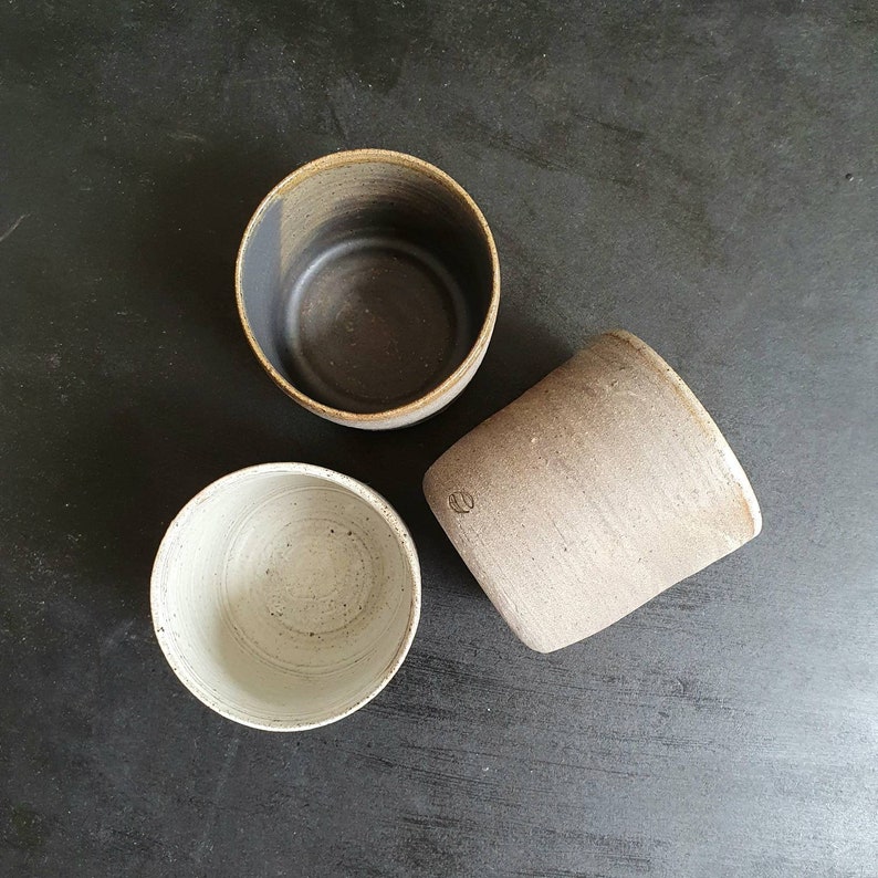 White/BronPottery Coffee Mug Rustic Stoneware Ceramic Mug Cafe au Lait Mug Tea Cup Handmade Coffee Lover Gift for Her image 10