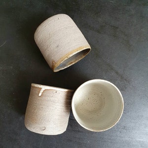 White/BronPottery Coffee Mug Rustic Stoneware Ceramic Mug Cafe au Lait Mug Tea Cup Handmade Coffee Lover Gift for Her image 9