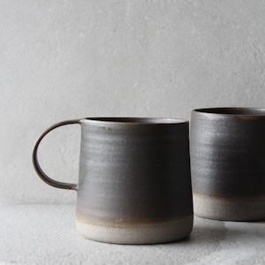 Artisan Bronze Brown Pottery Coffee Mug Stoneware Ceramic Cafe au Lait Bowl Tea Cup Handle Handmade Coffee Lover Gift