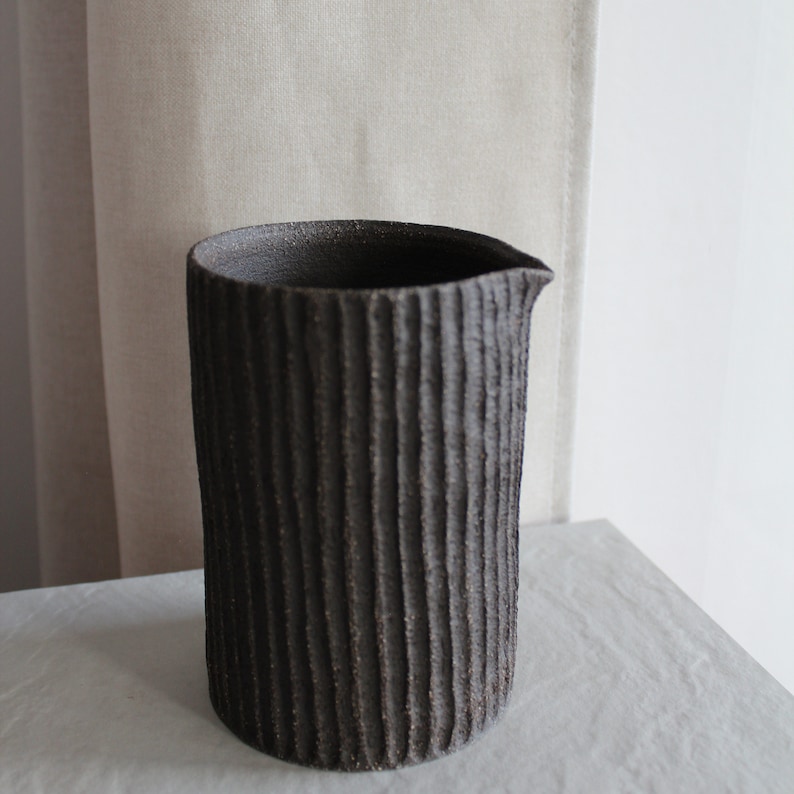 Ceramic utensil holder/jag Rustic pottery Brush holder Toothbrush holder Home minimalist flower vase Kitchen decor Minimalist flower vase image 2