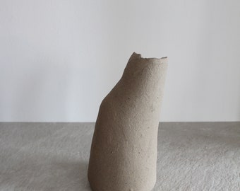 Brown Unique Sculptural Vase Wabi Sabi Style Stoneware Handmade Pottery Vase Minimal Style Designed in Calm Colors Decorative Vase