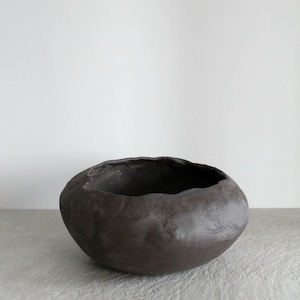 Black Large Unique Sculptural Vase Wabi Sabi Style Stoneware Handmade Pottery Interior Bowl Minimal Style Designed in Calm Colors