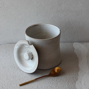 Small Ceramic Jar with Lid Handmade Pottery Spice Container Kitchen Storage Rustic Stoneware Salt Cellar Wabi Sabi Minimalist Decor