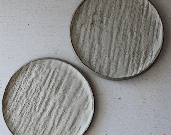 Handmade Rustic Stoneware Dessert Plate: White Ceramic Serving Plate