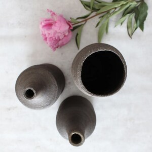 Black Wabi-Sabi Pottery Vase Large Ceramic Vase Home Decor Hand Thrown Stoneware Table Decor Handmade image 7