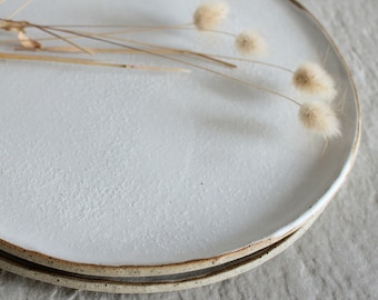 White Stoneware Dinner Plate Serving Plate Large Rustic Pottery Handmade Ceramic Plate Pottery Dinnerware Serving Dish Plate Gift