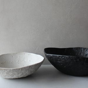 Black&White Pottery Bowl Pattern Large Serving Bowl Dish Ceramic Shallow Fruit Bowl Pasta Salad Bowl Hand Stoneware Dinnerware Handmade