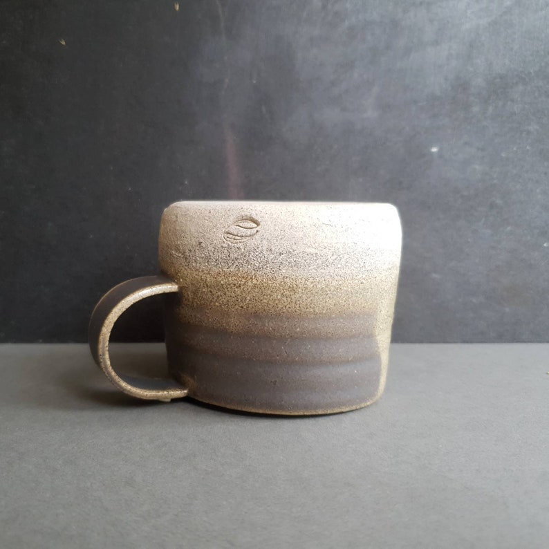 Brown Heart Coffee Cup Handmade Stoneware Cup Coffee Lover Gift for Her Artisan Ceramic Tea Cup with Handle image 4