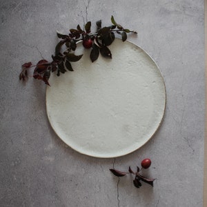 White Stoneware Dinner Plate Serving Plate Large Rustic Pottery Handmade Ceramic Plate Pottery Dinnerware Serving Dish Plate Gift