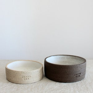 Brown/White Pet Bowl Pottery Bowl Artisan Bowl Handmade Pottery