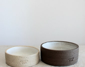 Brown/White Pet Bowl Pottery Bowl Artisan Bowl Handmade Pottery