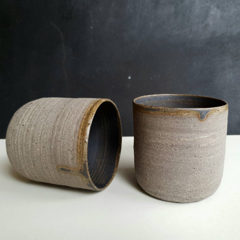 White/BronPottery Coffee Mug Rustic Stoneware Ceramic Mug Cafe au Lait Mug Tea Cup Handmade Coffee Lover Gift for Her image 7