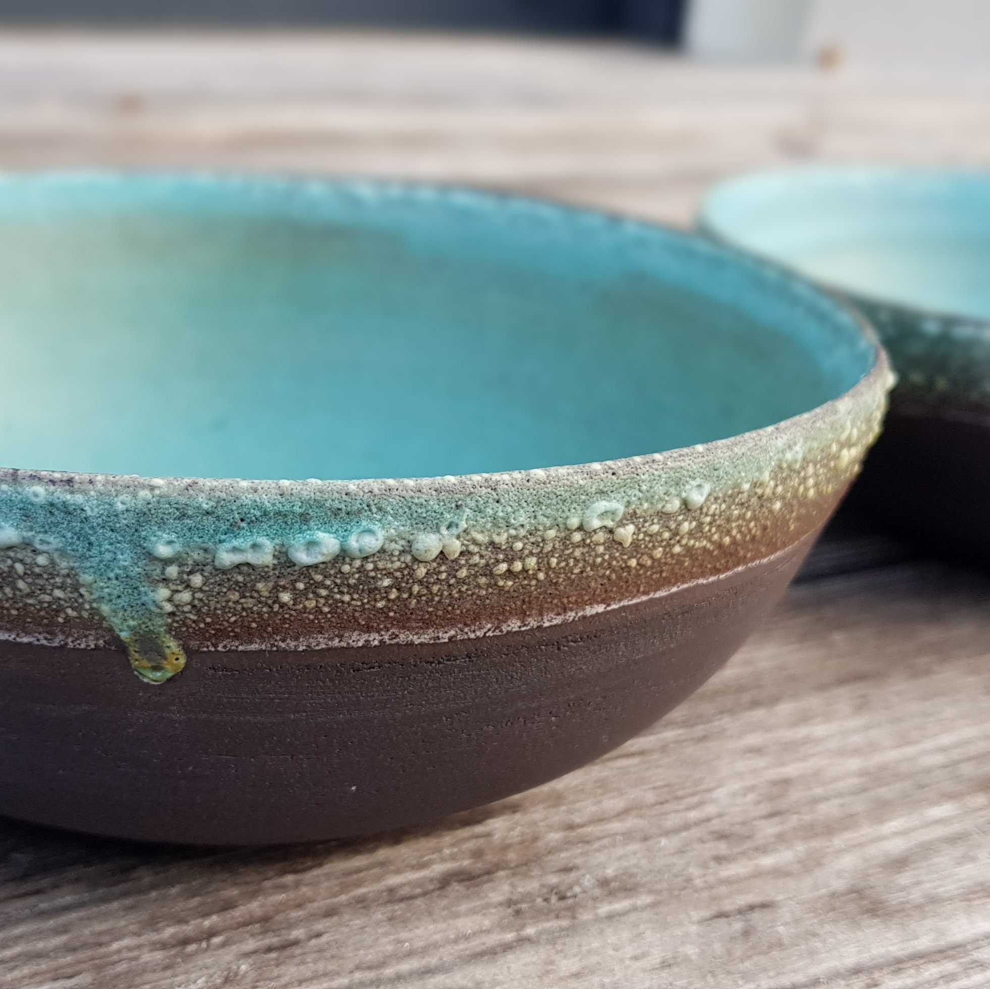 Keramik Ozean Türkis Schale Kleine rustikale Steinzeug Schale | Etsy