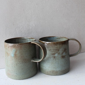 Turquoise Pottery Mug Stoneware Ceramic Coffee Cap Handle Handmade Coffee Lover Gift For Her Gift For Him