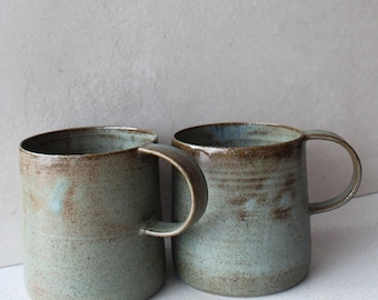 Handmade Turquoise Pottery Mug: Stoneware Ceramic Coffee Cup