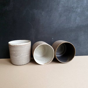 White/BronPottery Coffee Mug Rustic Stoneware Ceramic Mug Cafe au Lait Mug Tea Cup Handmade Coffee Lover Gift for Her image 8