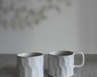 Handmade White Stoneware Coffee Cup: Artisan Ceramic Mug