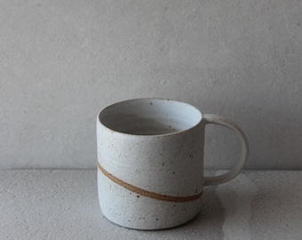 Handmade Rustic White Stoneware Coffee Mug: Artisan Ceramic Cup