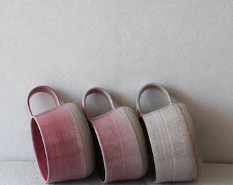 Handmade Pink Ceramic Coffee Mug: Glossy Stoneware Tea Cup