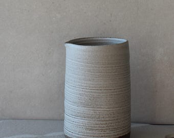 Handmade Rustic Stoneware Milk Jug, White Ceramic Pitcher
