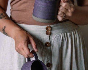 Purple Coffee Mug Handmade Stoneware Cup Coffee Lover Gift for Her Artisan Ceramic Tea Mug with Handle