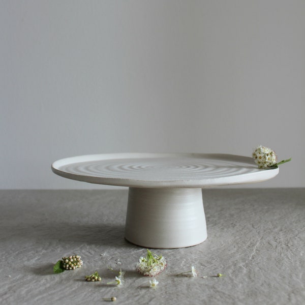 Matte White Cake stand Handmade ceramic serving stand Serving stand White stoneware Modern gift Handmade gift Ceramics Handmade pottery