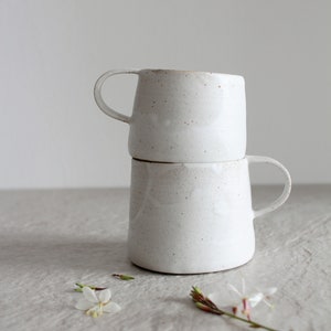 Handmade White Stoneware Coffee Mug, Matte Ceramic Tea Cup - Etsy