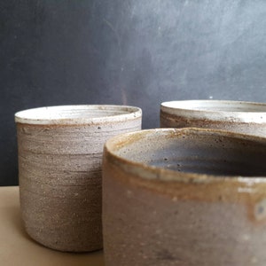 White/BronPottery Coffee Mug Rustic Stoneware Ceramic Mug Cafe au Lait Mug Tea Cup Handmade Coffee Lover Gift for Her image 5