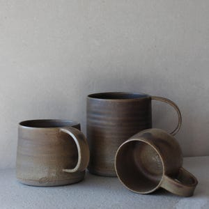 Brown Coffee Mug Handmade Stoneware Cup Coffee Lover Gift for Her Artisan Ceramic Tea Cup with Handle