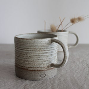 Gray Coffee Mug Handmade Stoneware Cup Coffee Lover Gift for Her Artisan Ceramic Tea Cup with Handle image 1