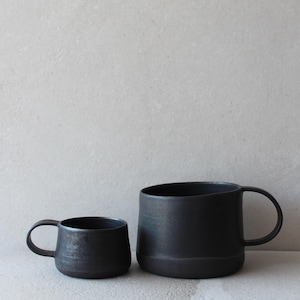 Black Coffee Mug Handmade Stoneware Cup Coffee Lover Gift for Her Artisan Ceramic Tea Cup with Handle
