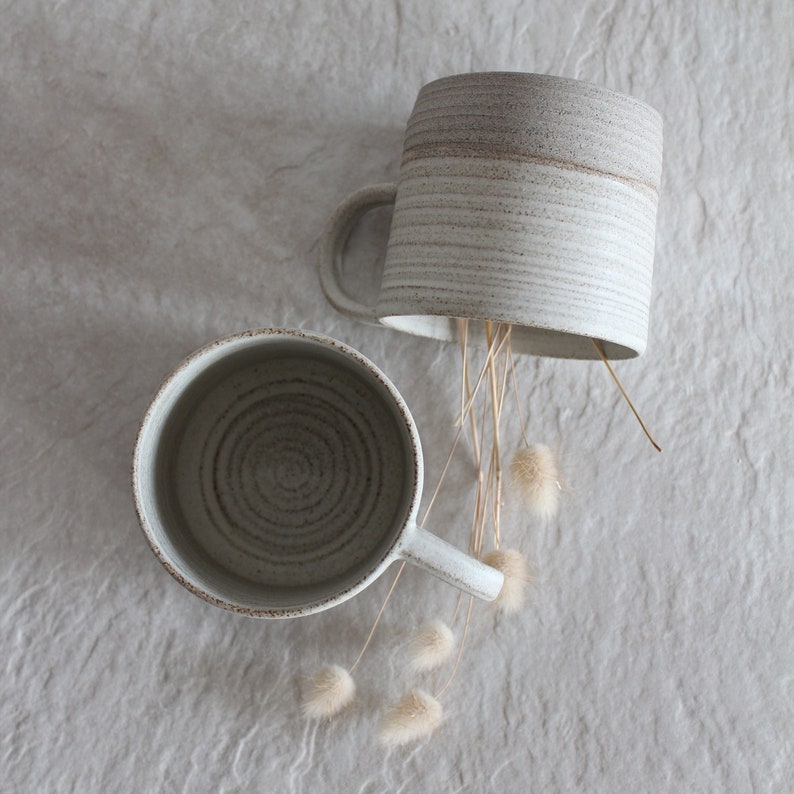 Gray Coffee Mug Handmade Stoneware Cup Coffee Lover Gift for Her Artisan Ceramic Tea Cup with Handle image 2
