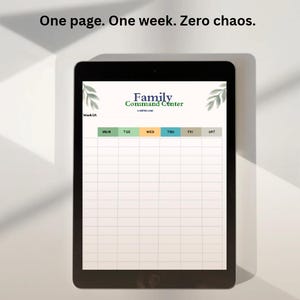 Tableau de bord imprimable du centre de commandement familial | Agenda hebdomadaire | Classeur d'organisation de la maison | Suivi de l'emploi du temps hebdomadaire | Téléchargement numérique PDF