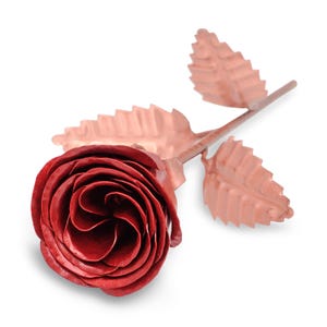 Copper Rose with Stand - 7th and 22nd Anniversary Gift For Wife, Copper Gift For Her, Copper Anniversary, Copper Flower, 7 Year Anniversary