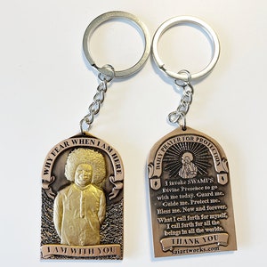Sri Sathya Sai Baba Metal Keychain - Beautiful 3D engraved - 2side keychain