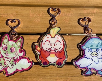 Scarlet and Violet Starter Keychains/Stickers