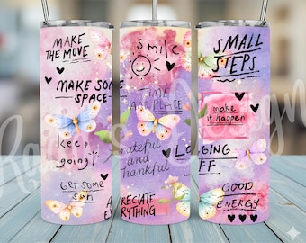 20 oz Skinny Tumbler Positive Affirmations, Self Love Motivational Cup, Mental Health Gift