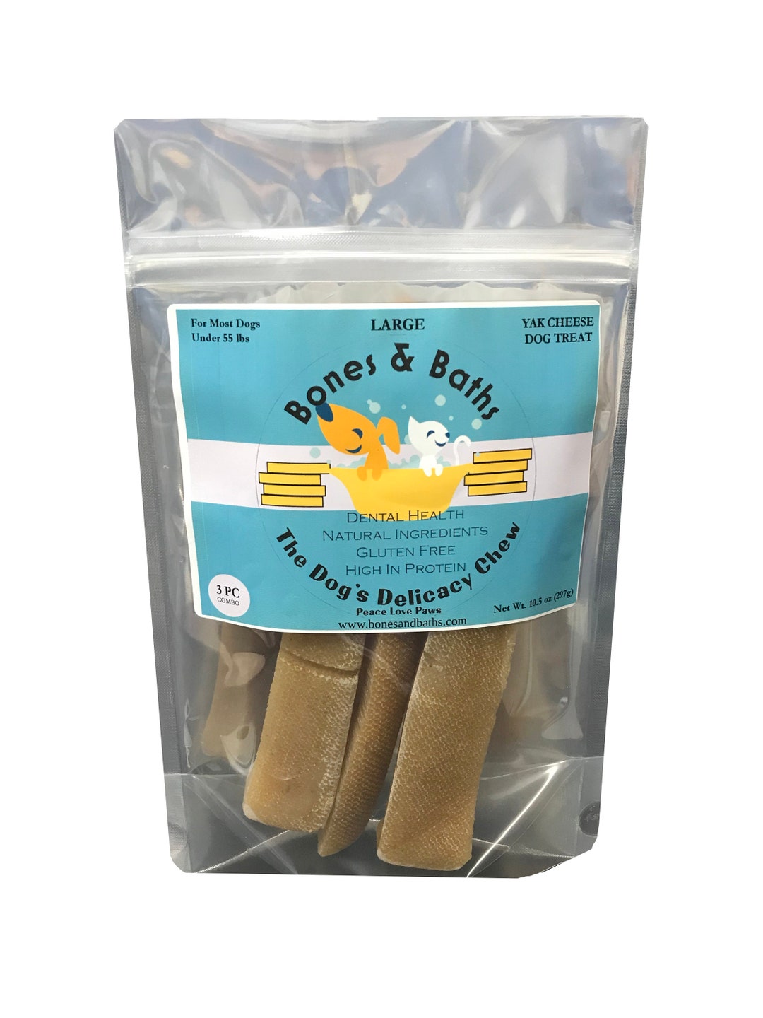 3 Piece Variety Bones&baths Himalayan Yak Cheese Dog Treat ,natural