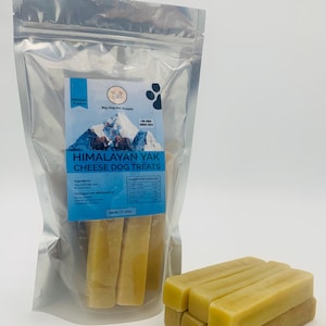 Medium – 6 Sticks | Himalayan Yak Cheese Dog Chews | Natural Long Lasting Treats for Small and Medium Dogs | Bones and Baths Chews
