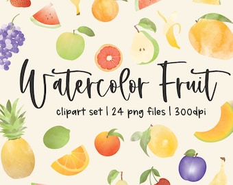 Watercolor Fruit Clipart | Watercolor Clipart Bundle | Instant Download | Fruit PNG | Watermelon Clipart | Pineapple Clipart