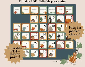 Fall calendar | printable fall calendar | fall calendar cards | autumn calendar | kindergarten calendar | fall kindergarten | fall classroom