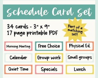 Daily Schedule Cards | Classroom schedule | printable schedule pocket chart homeschool | editable schedule cards
