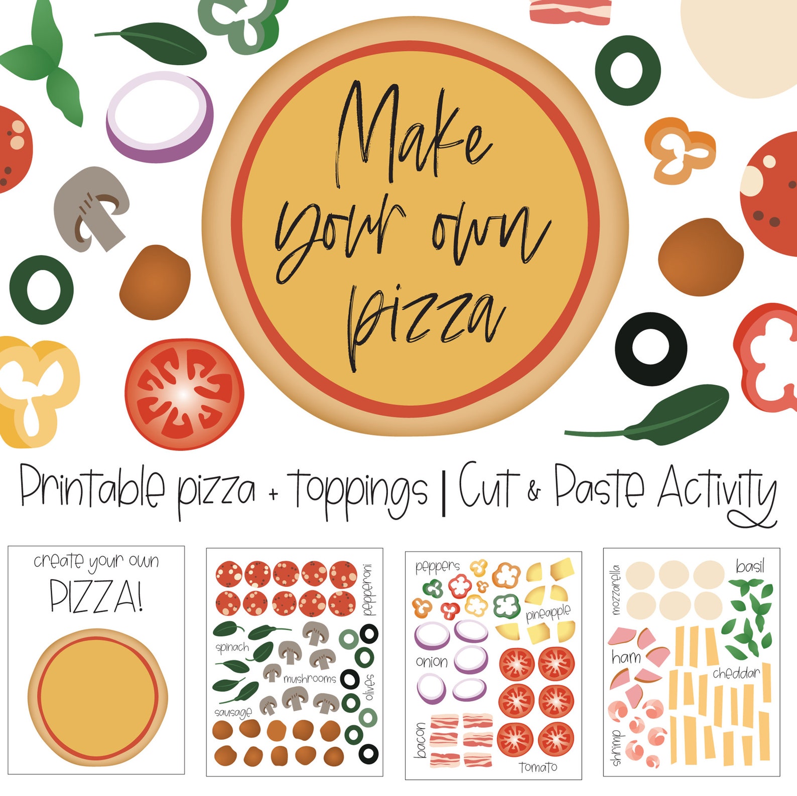 Printable pizza activity pizza worksheet instant download - Etsy España