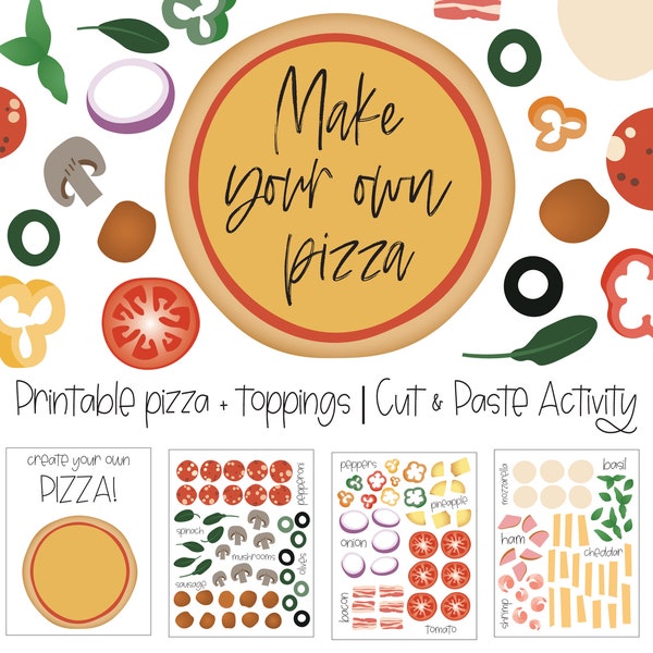 printable pizza activity | pizza worksheet | instant download | pizza cut and paste | elementary worksheet | cut and paste printable | pre-k